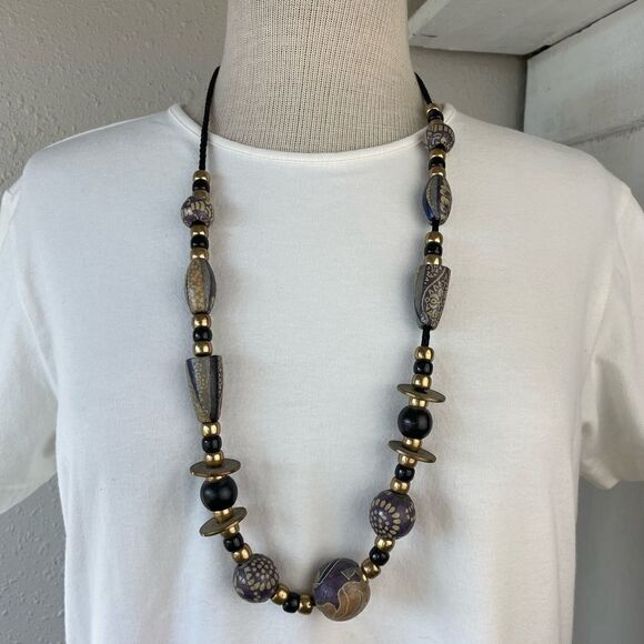 Corded Beaded Necklace  - Picture 1 of 5